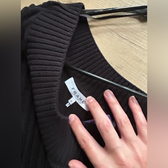 FRAME / Revolve 100% Cotton Chunky One Shoulder Black Sweater - Picture 8 of 10